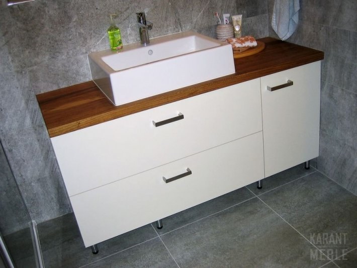Meble łazienkowe — fornir i MDF, lakier mat — zdjęcie 2