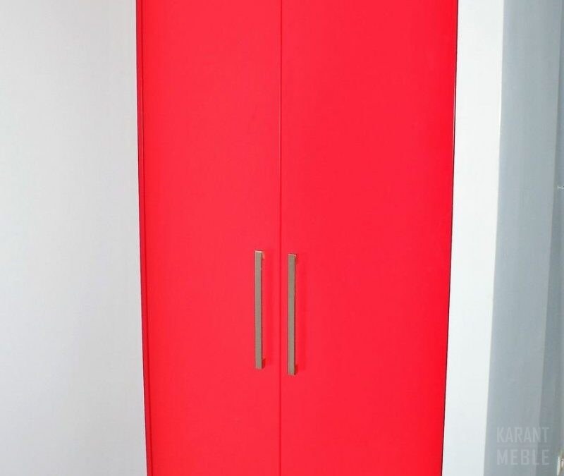 Szafa — czerwone fronty uchylne, MDF, lakier mat